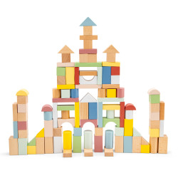 New Classic Toys Dřevěné stavební kostky - 100 ks