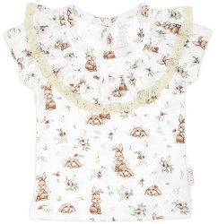 Nicol Tričko bavlna, krátký rukáv s volánky, , Bunny - krémové, vel. 116