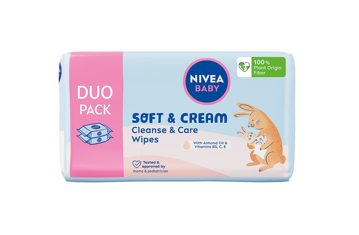 Nivea baby Soft & Cream duopack čisticí ubrousky 2x57 ks