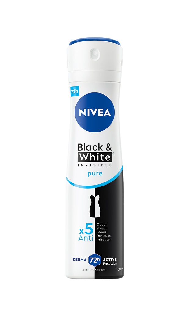 Nivea Black & White Invisible Pure antiperspirant ve spreji pro ženy 150 ml