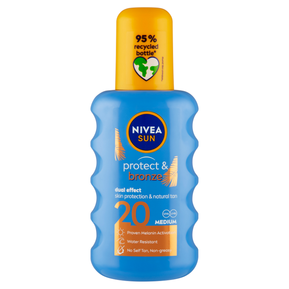 NIVEA Sun Protect & Bronze Sprej na opalování SPF20 200 ml