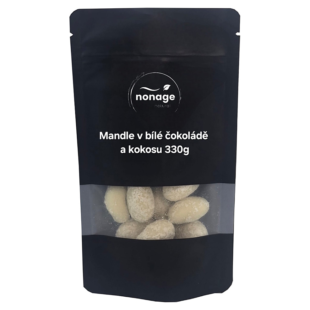 NONAGE Mandle v bílé čokoládě obalené kokosem 330 g