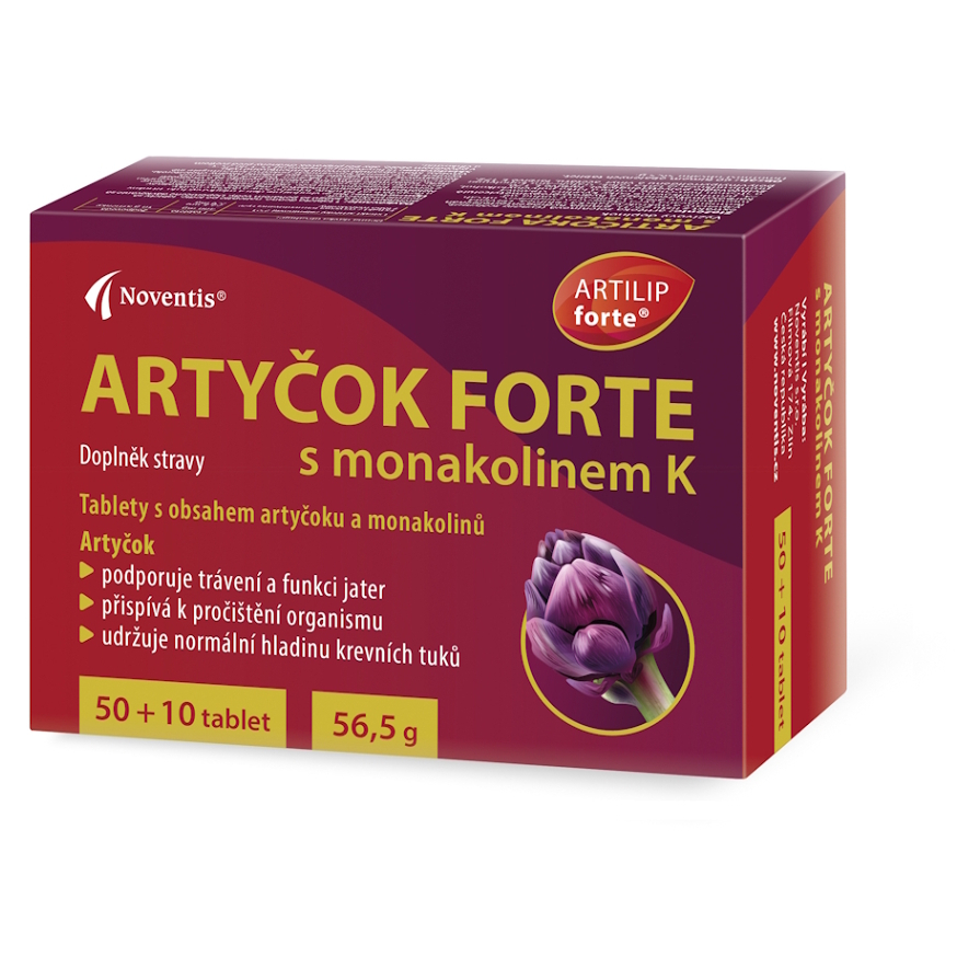 NOVENTIS Artyčok Forte s monakolinem K 50+10 tablet