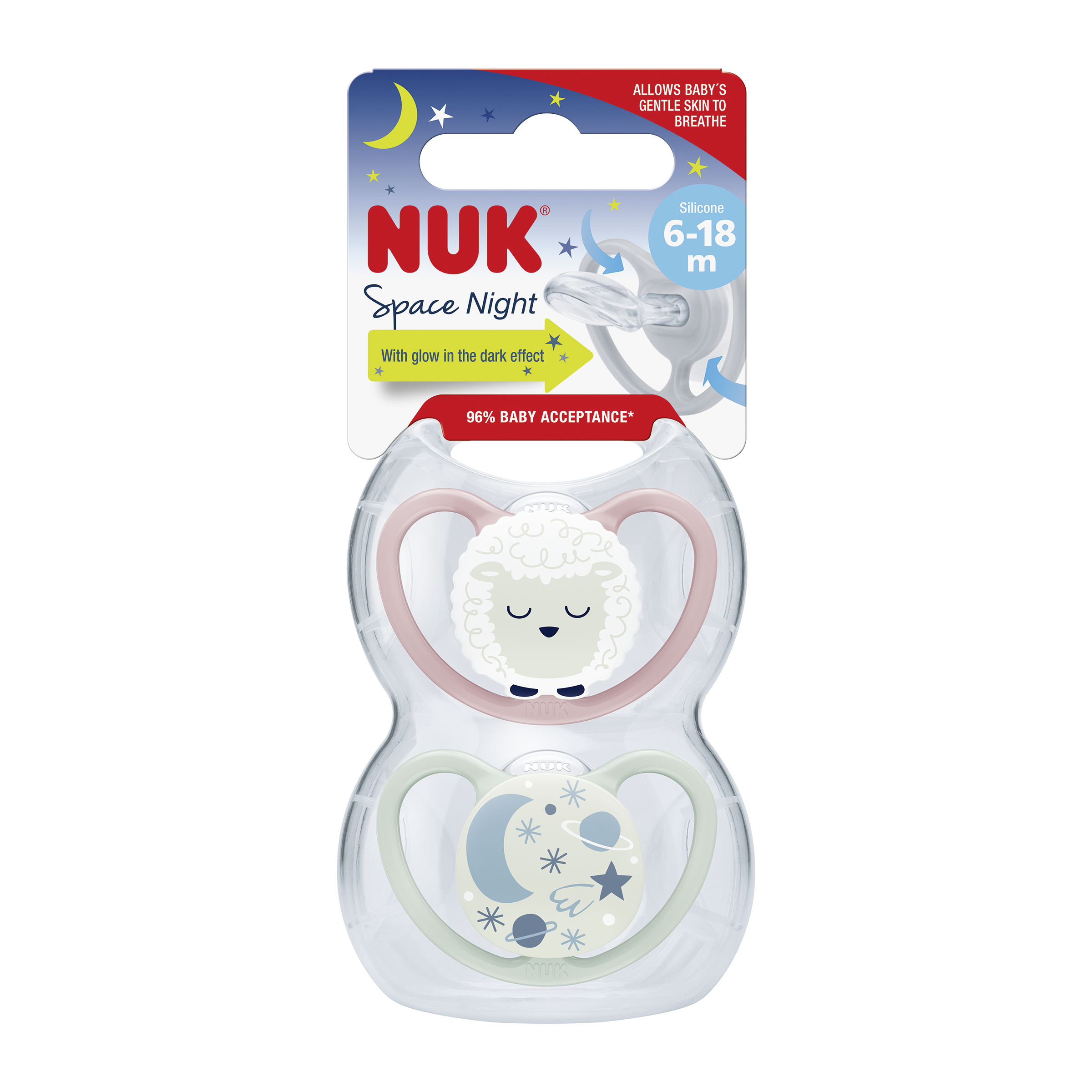 NUK Dudlík Space Night 6-18 m 2 ks