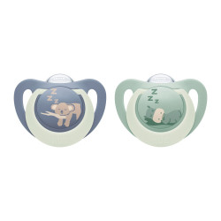 NUK First Choice Night Dudlík 0–6m box 2 ks hippo/koala