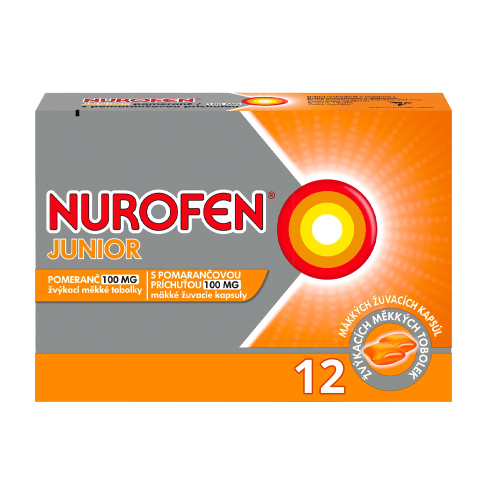 NUROFEN Junior Pomeranč 100 mg 12 měkkých tobolek
