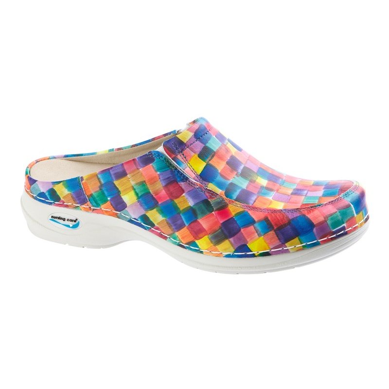 Nursing Care PARIS WG4F7 pracovní kožená pratelná obuv s certifikací, čtverečky, velikost: 40