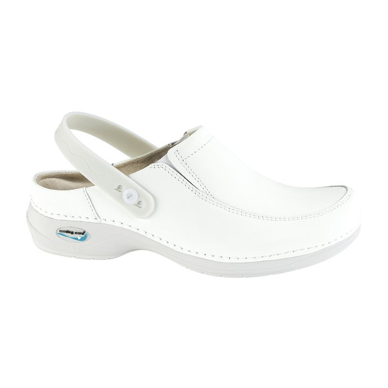 Nursing Care PARIS WG4P10 pracovní kožená pratelná obuv unisex s páskem bílá, velikost: 37