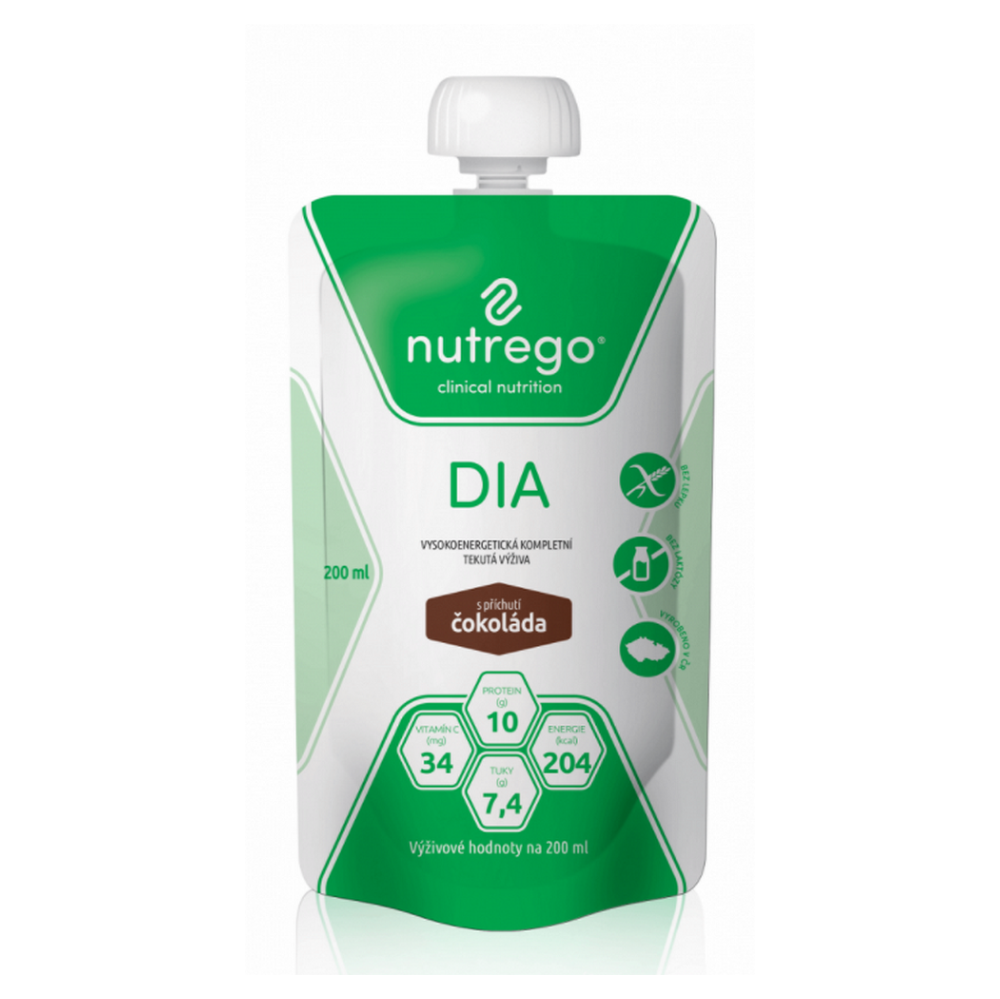NUTREGO DIA Výživa čokoláda 12 x 200 ml, Příchuť: Čokoláda