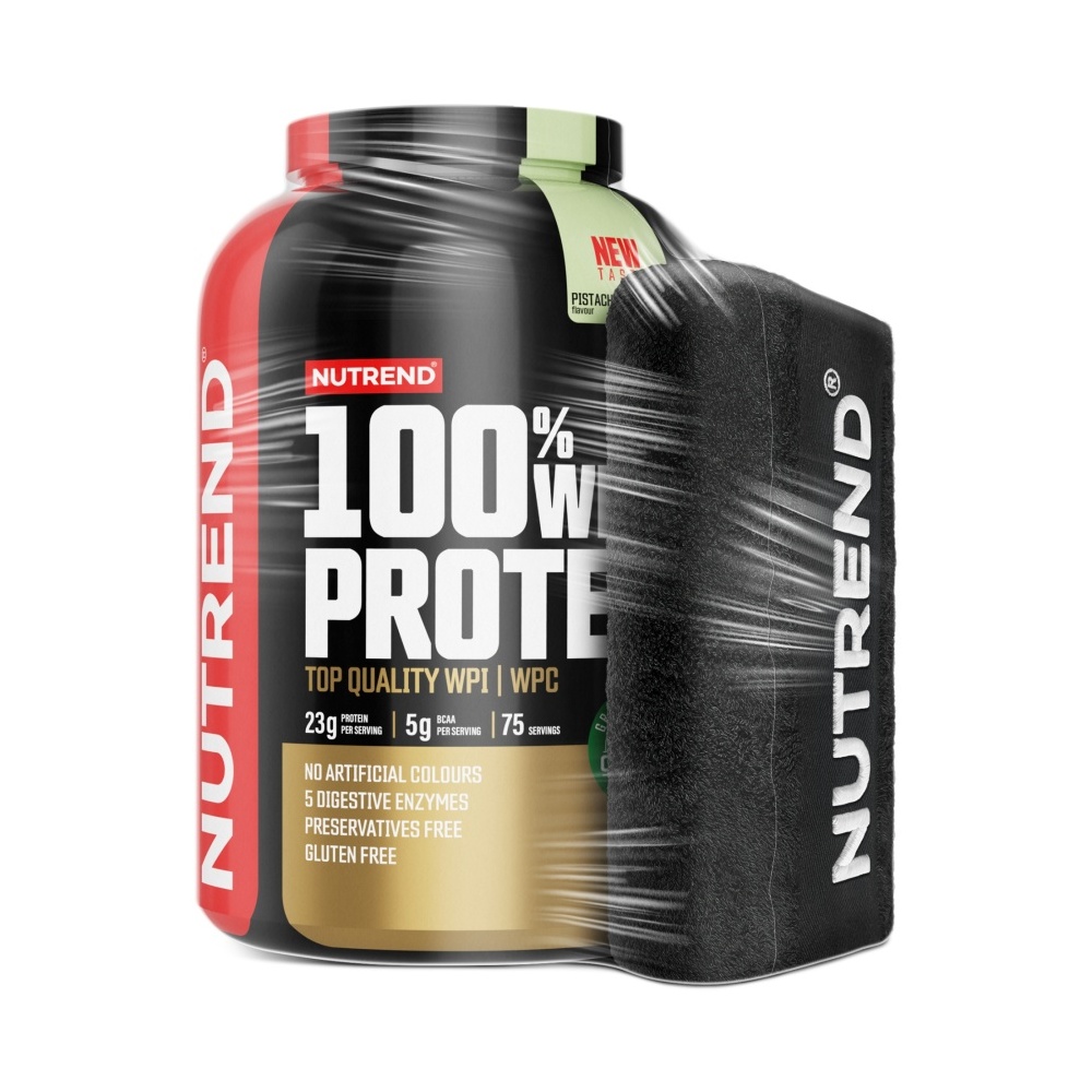 Nutrend Protein pack 100% Whey protein pistácie 2250 g + ručník