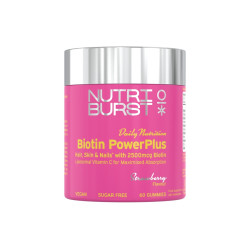 Nutriburst Biotin PowerPlus gummies pro vlasy, pleť a nehty 60 ks jahoda