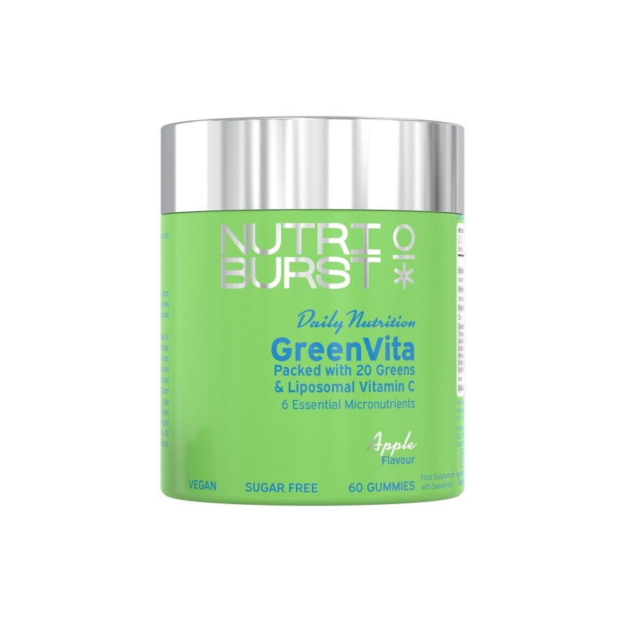Nutriburst GreenVita gummies s vitamíny C, D3, zinkem a superpotravinami 60 ks jablko