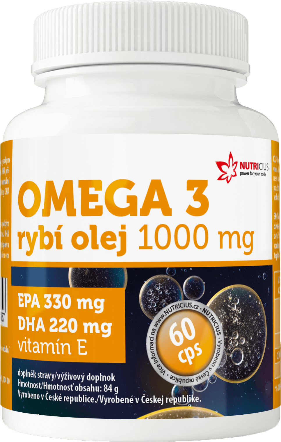 NUTRICIUS Omega 3 Rybí olej 1000mg EPA330mg/DHA220mg 60 kapslí