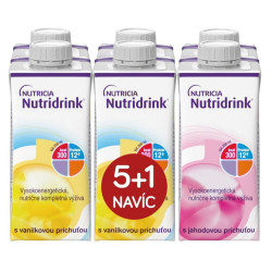 NUTRIDRINK Balíček 5+1 vanilka a jahoda 6 x 200 ml