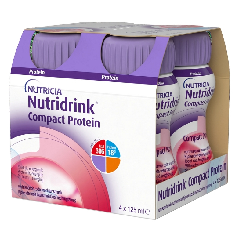 NUTRIDRINK Compact protein s příchutí chladivého červeného ovoce 4 x 125 ml