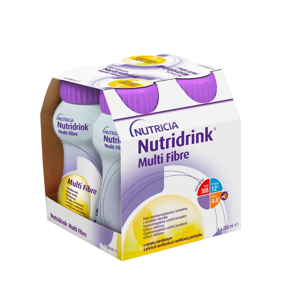 NUTRIDRINK Multifibre s příchutí vanilkovou 4 x 200 ml