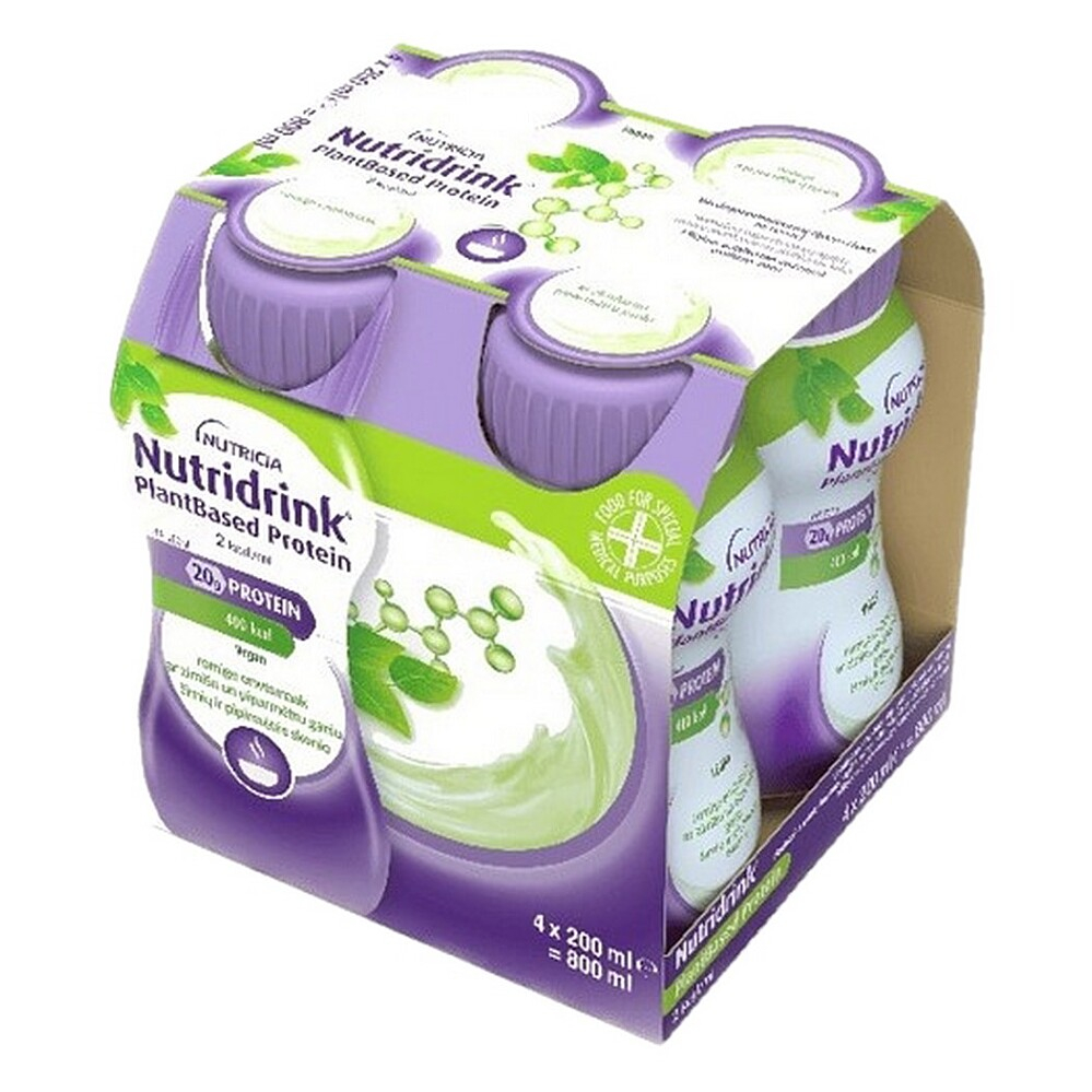 NUTRIDRINK® PlantBased Protein 2.0 s příchutí hrášeku a máty 4 x 200 ml