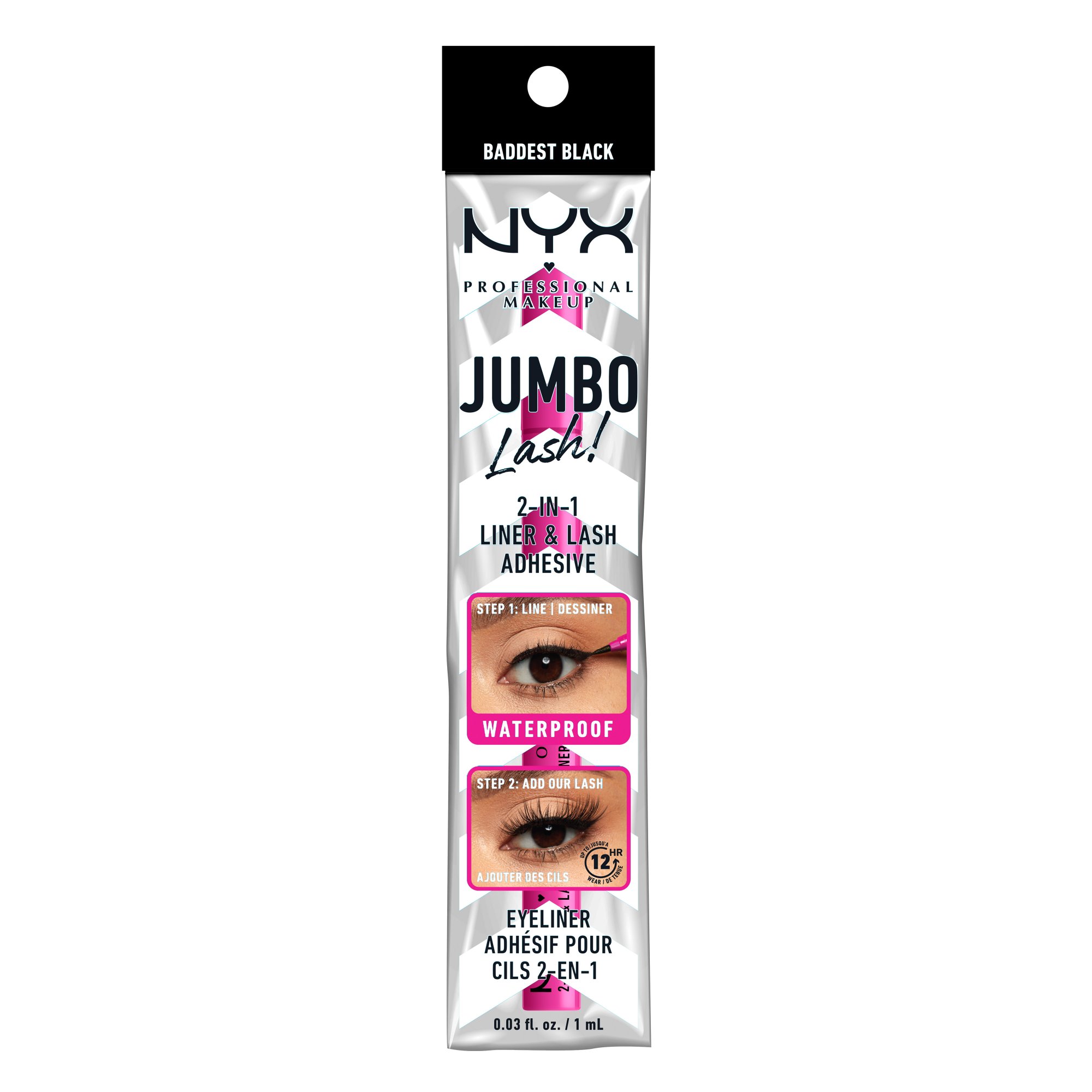 NYX PROFESSIONAL MAKEUP Jumbo Lash! 2in1 Liner & Lash Adhesive 01 Baddest Black 1 ml