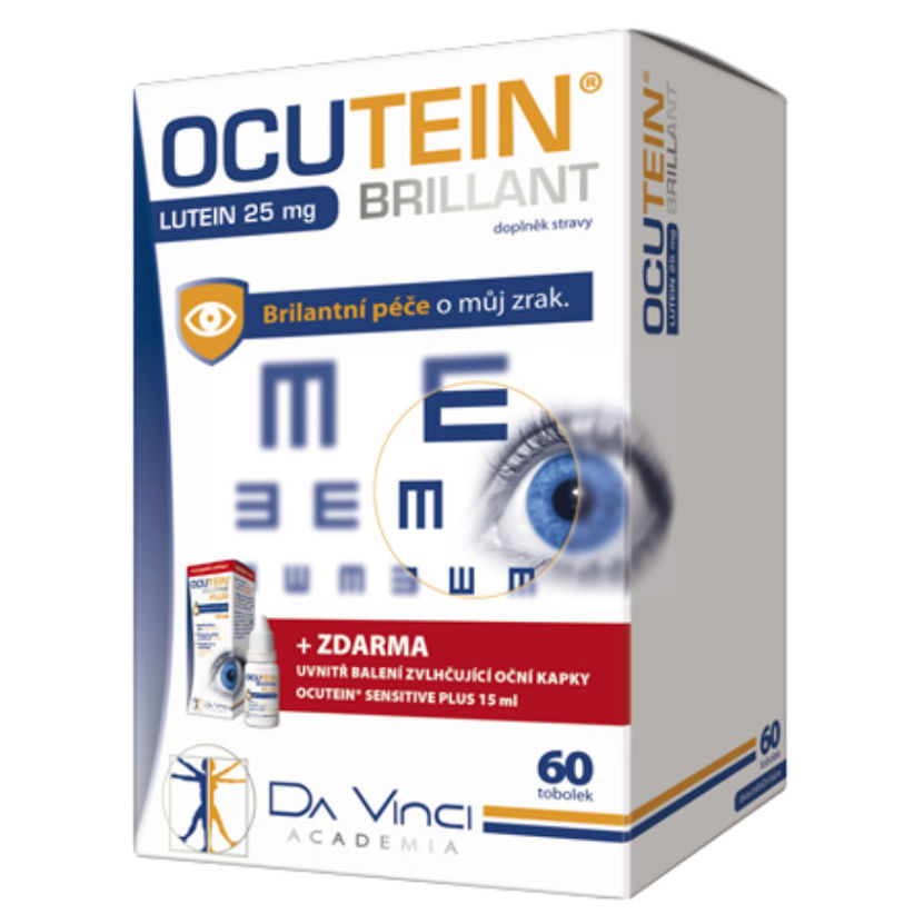 OCUTEIN Brillant lutein 25 mg 60 tobolek + zvlhčující oční kapky 15 ml ZDARMA
