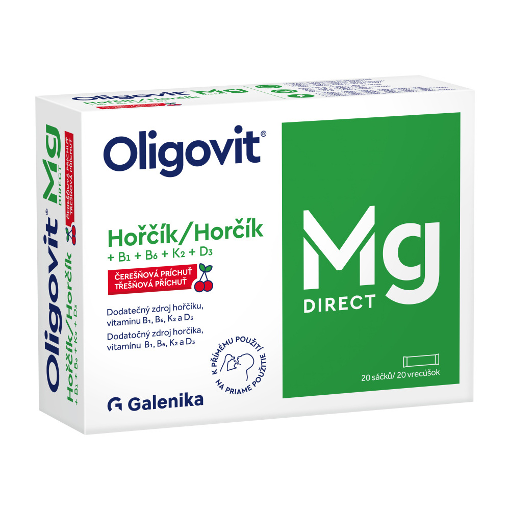 Oligovit Mg DIRECT Hořčík + B1 + B6 + K2 + D3 20 sáčků