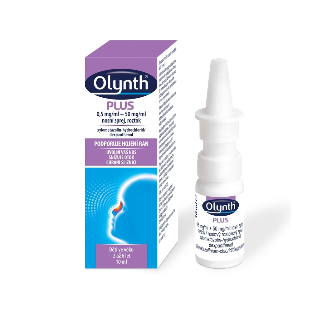 OLYNTH® Plus 0,5 mg/ml + 50 mg/ml nosní sprej, roztok pro děti od 2 let