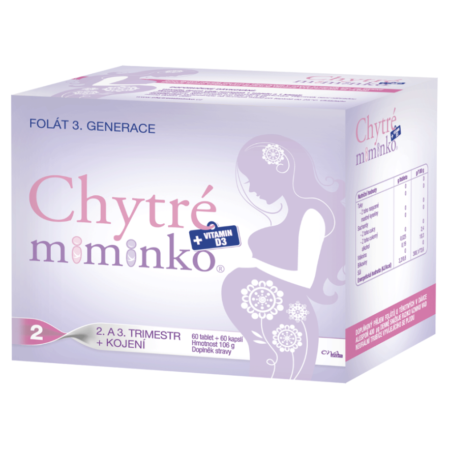ONAPHARM Chytré miminko 2 methylfolát + vitamin D3 a DHA 60 tablet + 60 kapslí