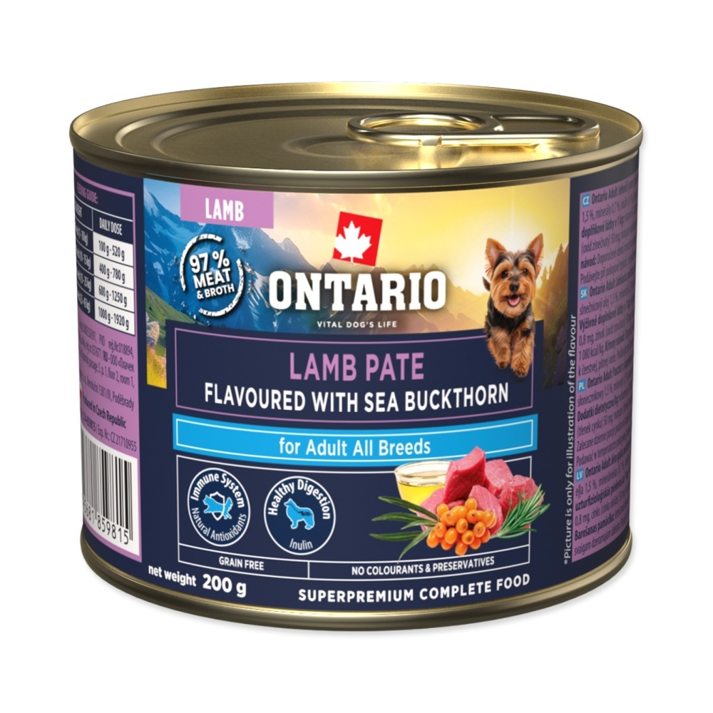 Ontario Adult jehněčí pate s příchutí rakytníku konzerva 200 g