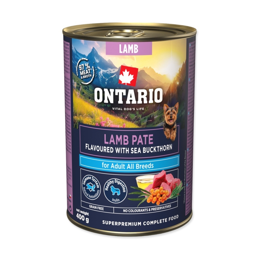 Ontario Adult jehněčí pate s příchutí rakytníku konzerva 400 g