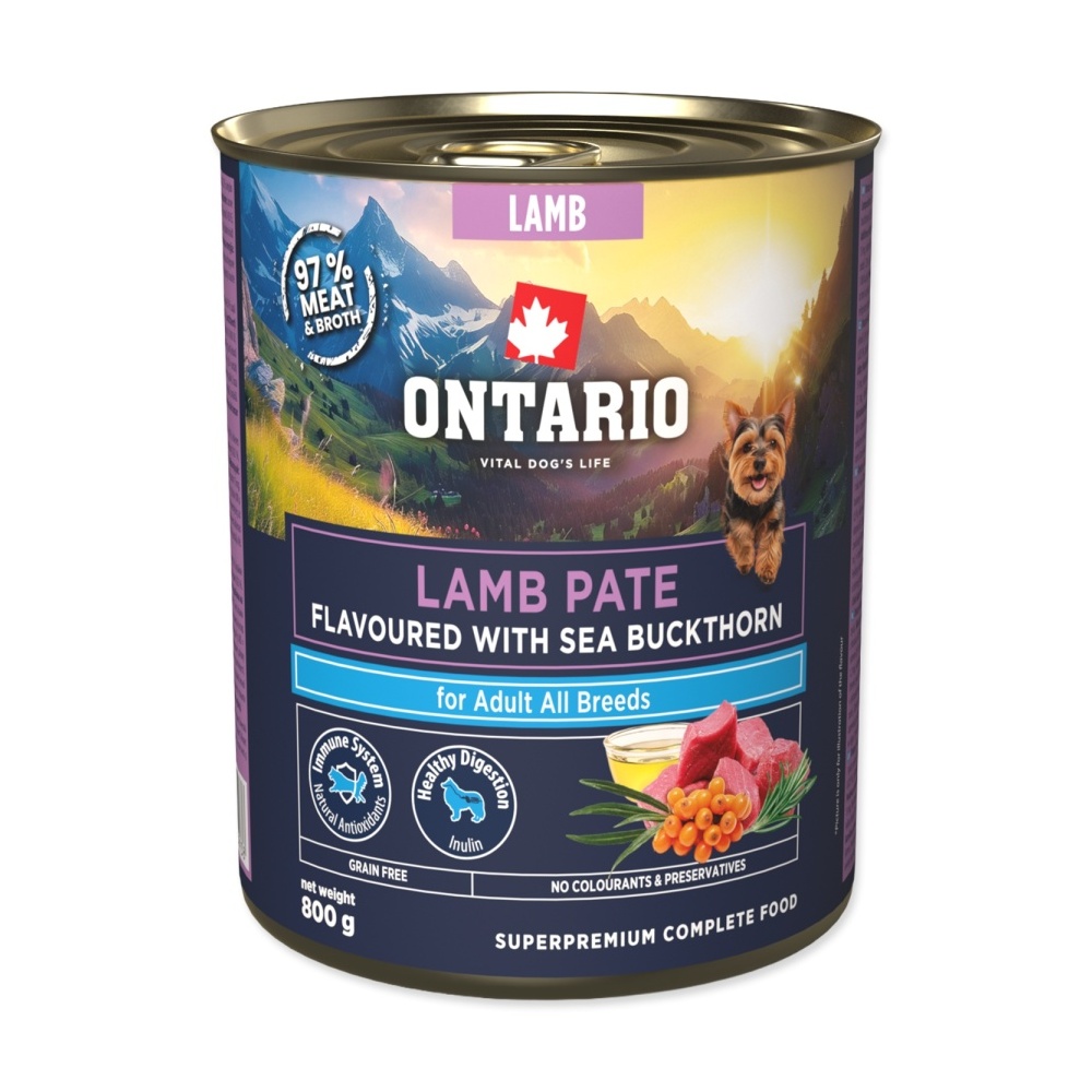 Ontario Adult jehněčí pate s příchutí rakytníku konzerva 800 g