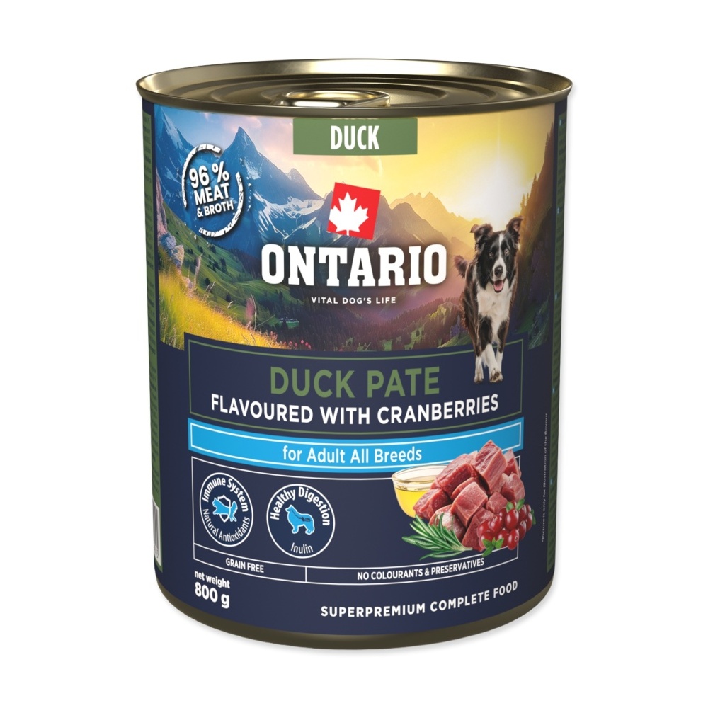 Ontario Adult kachní pate s příchutí brusinek konzerva 800 g