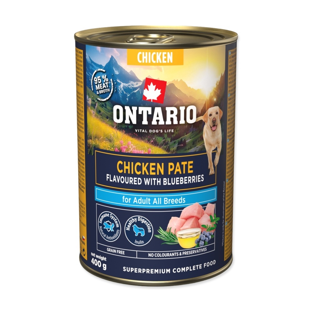 Ontario Adult kuřecí pate s příchutí borůvek konzerva 400 g