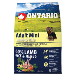 ONTARIO Adult Mini Lamb & Rice granule pro psy 1 ks, Hmotnost balení (g): 2,25 kg