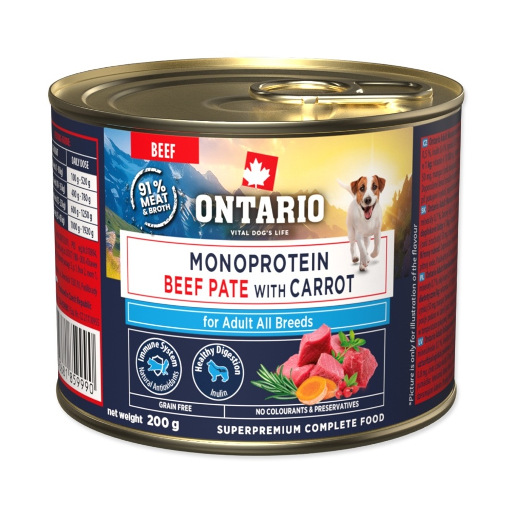 Ontario Adult monoprotein hovězí pate s mrkví konzerva 200 g