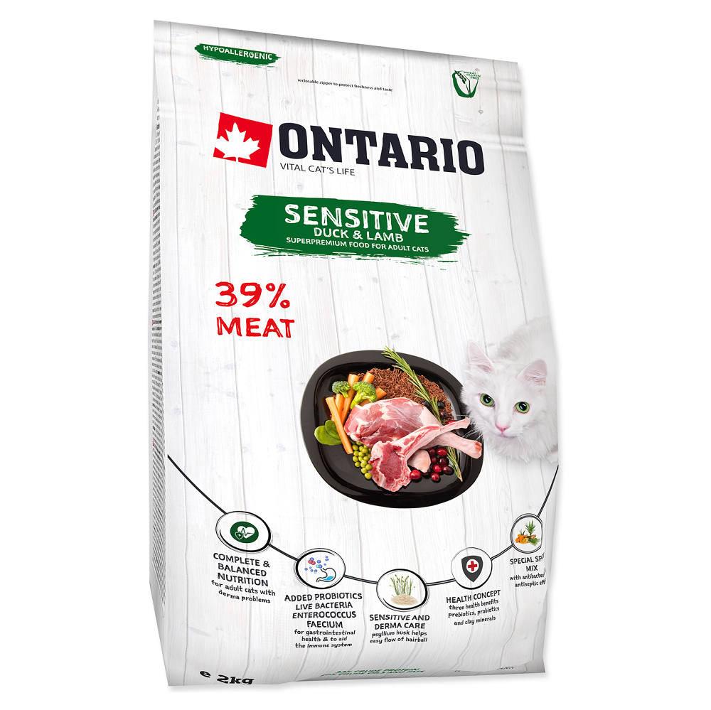 ONTARIO Cat Sensitive Derma granule pro kočky 2 kg