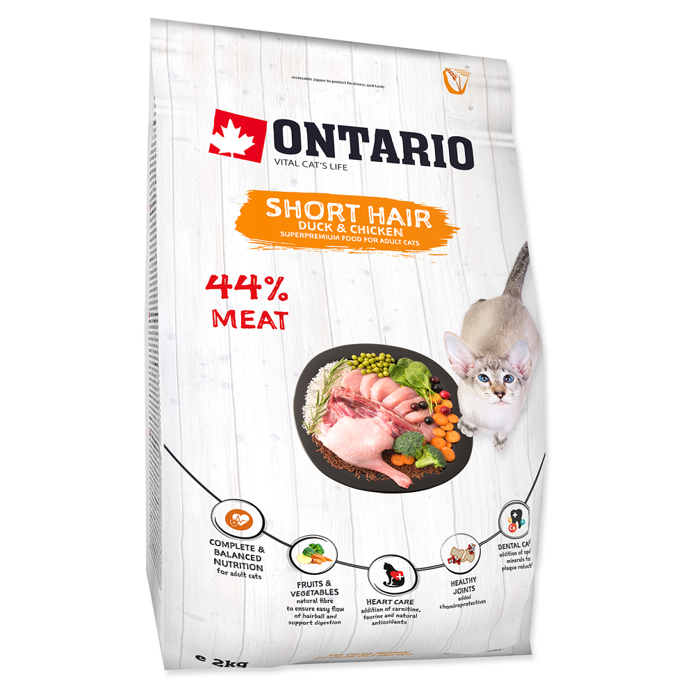 ONTARIO Cat shorthair granule pro kočky 2 kg, poškozený obal