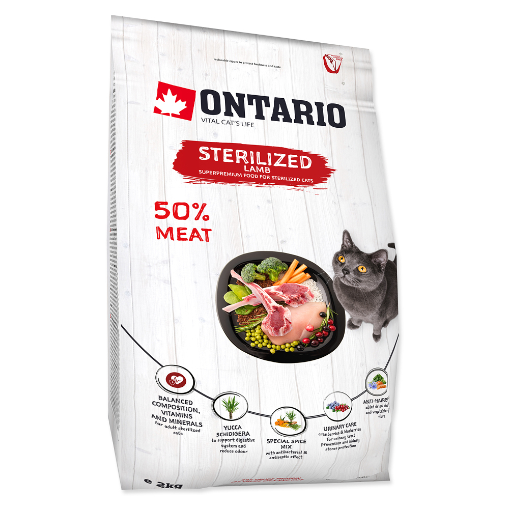 ONTARIO Cat Sterilised Lamb granule pro kočky, Hmotnost balení (g): 2 kg
