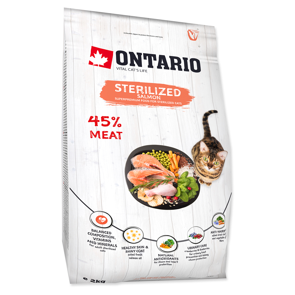 ONTARIO Cat Sterilised Salmon granule pro kočky 1 ks, Hmotnost balení (g): 6,5 kg