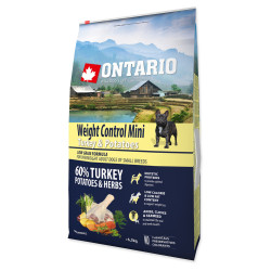 ONTARIO Dog Mini Weight control turkey & potatoes granule pro psy 1 ks, Hmotnost balení (g): 2,25 kg