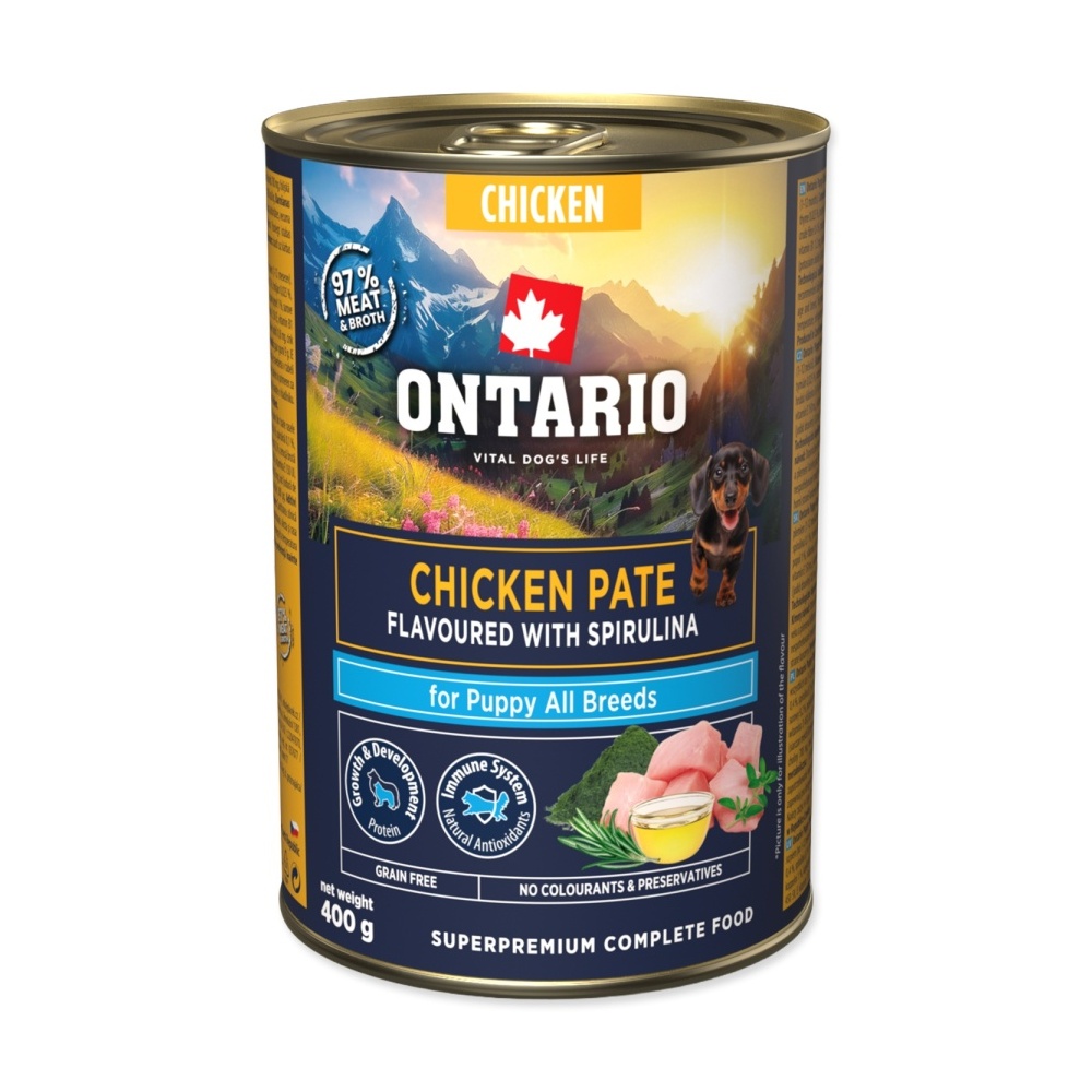 Ontario Puppy kuřecí s příchutí spiruliny 400 g