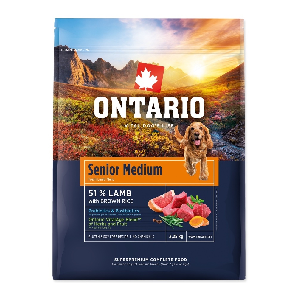 Ontario Senior Medium Lamb & Brown Rice krmivo 2,25 kg
