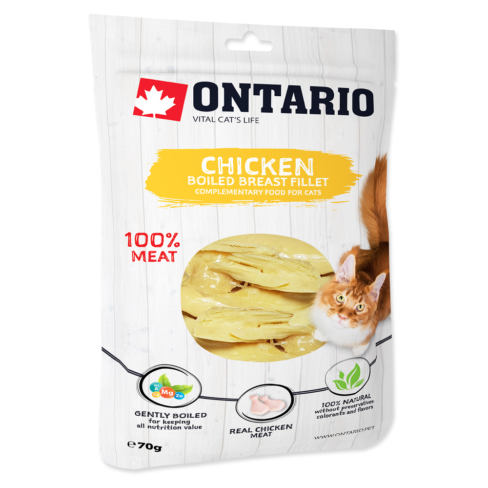 ONTARIO Vařené kuřecí prsní plátky pro kočky 70 g