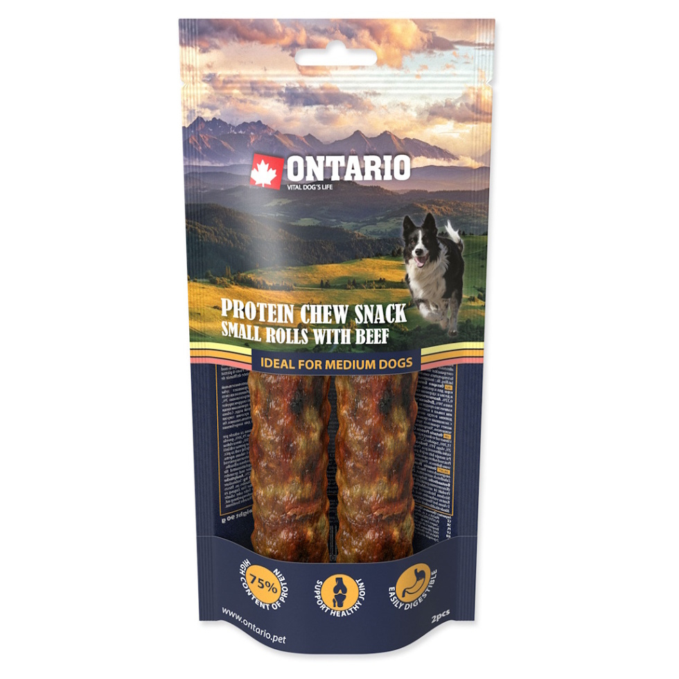 ONTARIO Žvýkací rolka malá Protein hovězí 12,7 cm 2 kusy