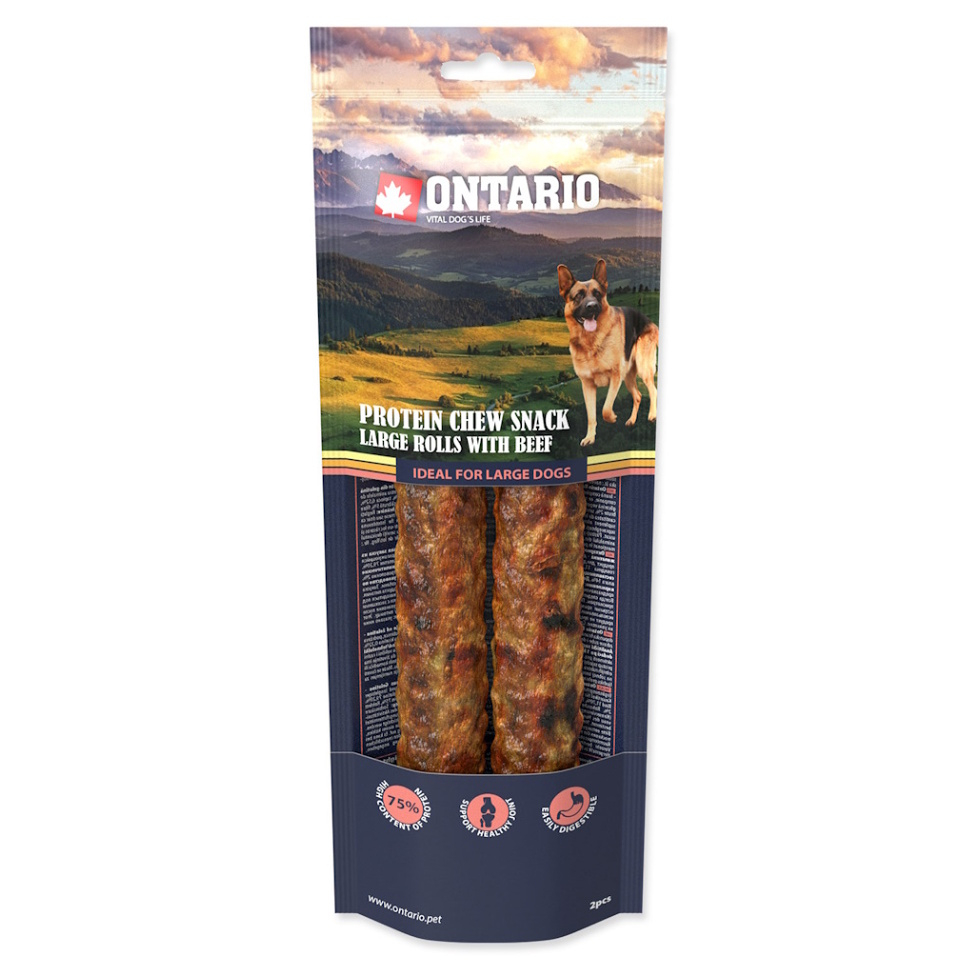 ONTARIO Žvýkací rolka velká Protein hovězí 25,4 cm 2 kusy
