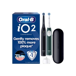 Oral-B iO 2 Duo + cestovní pouzdro elektrické zubní kartáčky černý + lesní zelená
