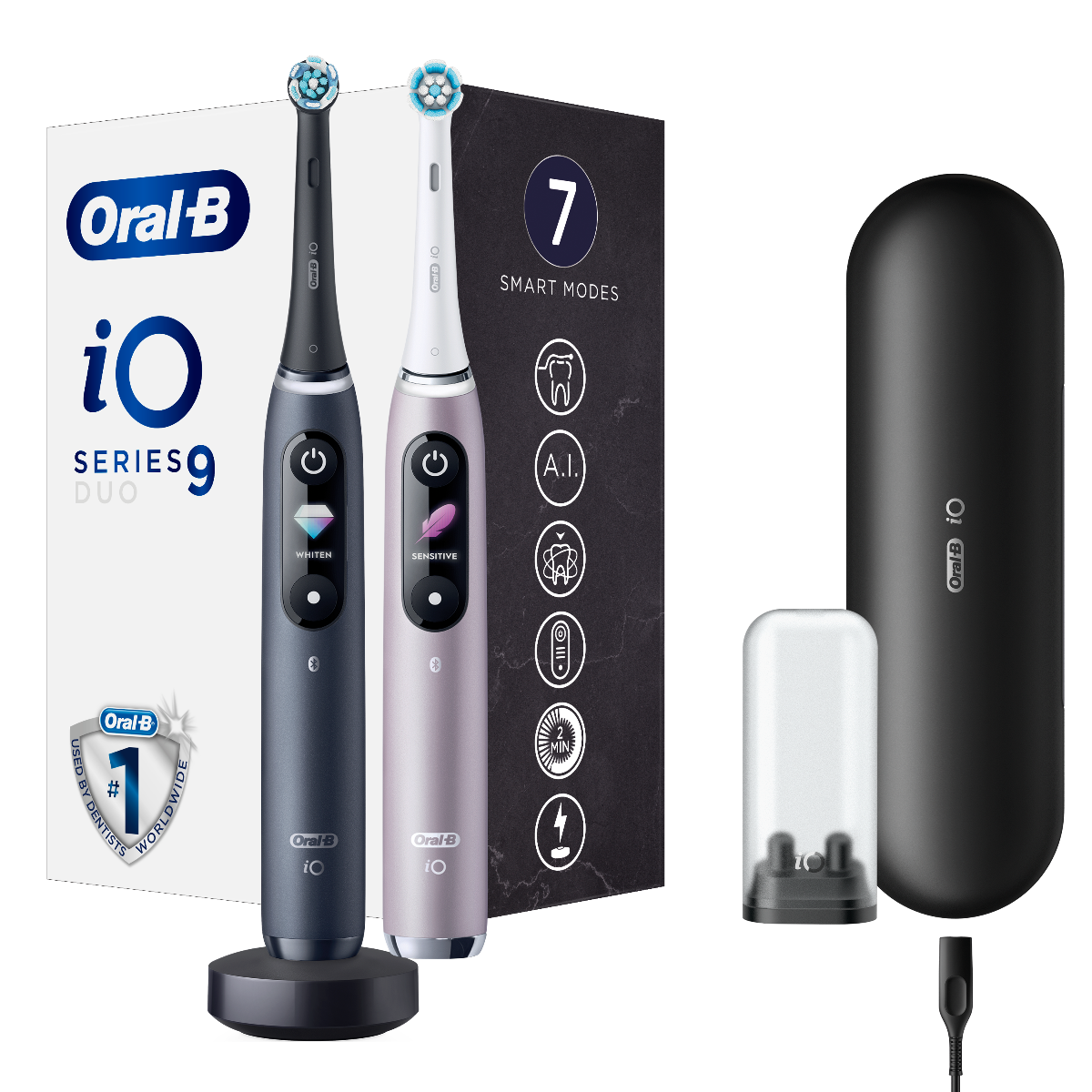 Oral-B iO9 Series Duo Black/Rose elektrický zubní kartáček 2 ks