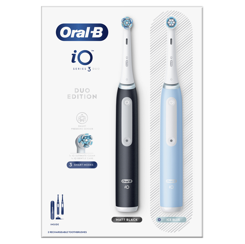 ORAL-B Series iO 3 duo black iceblue elektrické zubní kartáčky 2 kusy