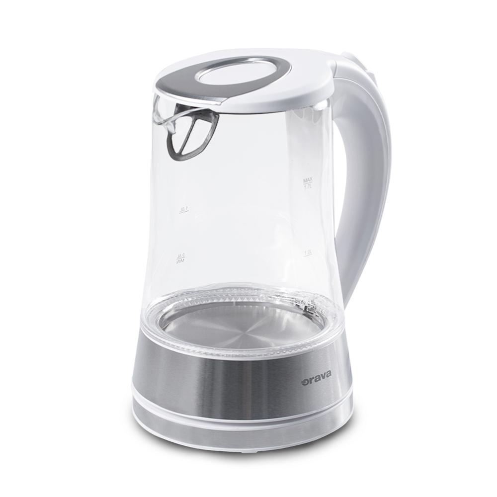 Orava Skleněná varná konvice s LED podsvícením, bílá