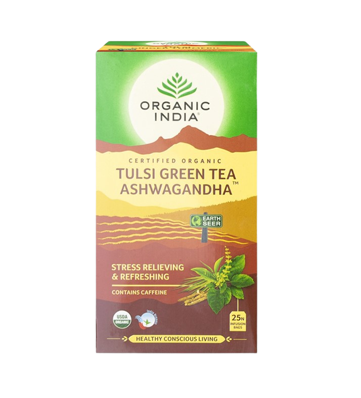 ORGANIC INDIA Tulsi se zeleným čajem a Ašvagandou BIO 25 ks