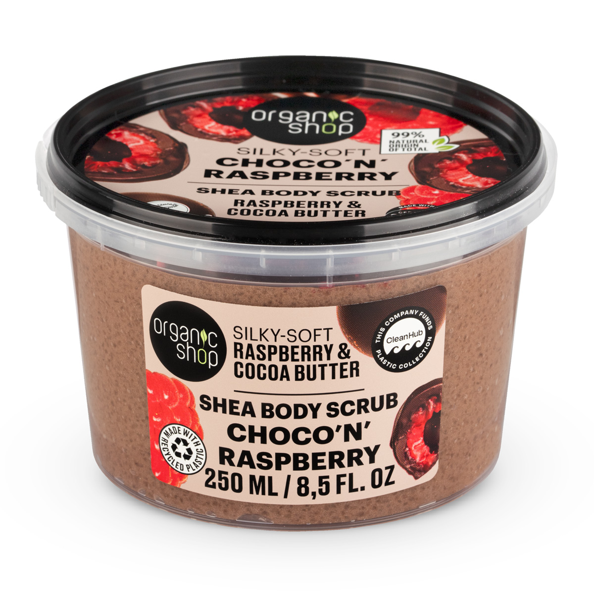 Organic Shop Tělový peeling Malina a kakaové máslo 250 ml