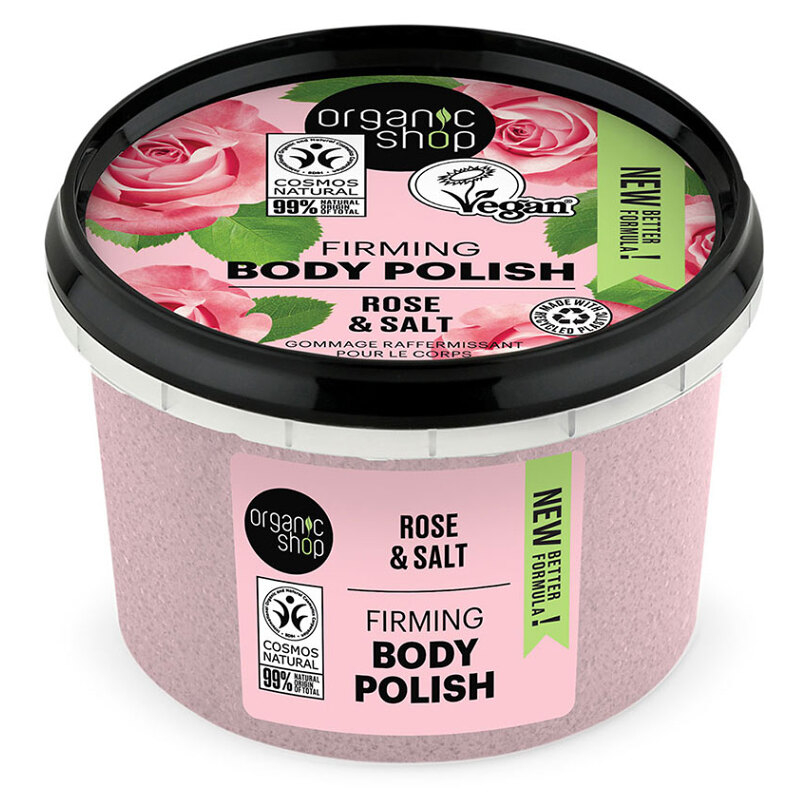 ORGANIC SHOP Zpevňující tělový peeling Růže a sůl 250 ml